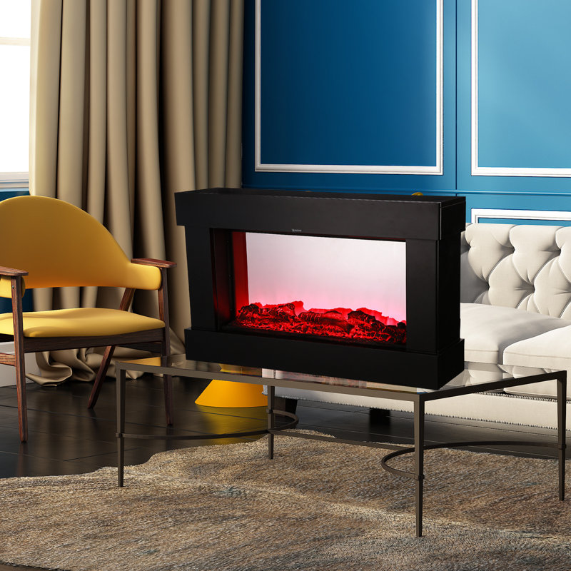 Orren Ellis Manervia Recessed Wall Mounted Electric Fireplace & Reviews